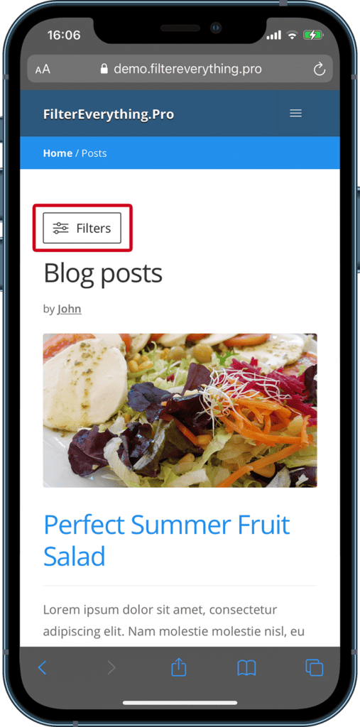 The Bottom widget button does not appear — Filter Everything Pro