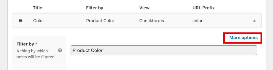 More options link