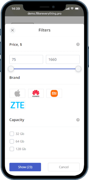 Mobile mode — Filter Everything Pro